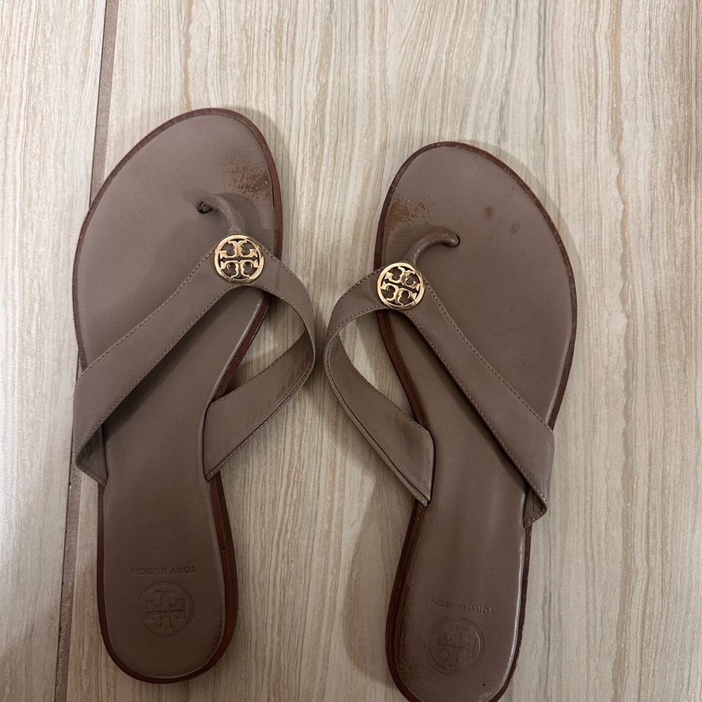 Tory Burch Beige Flip-Flop Sandals
